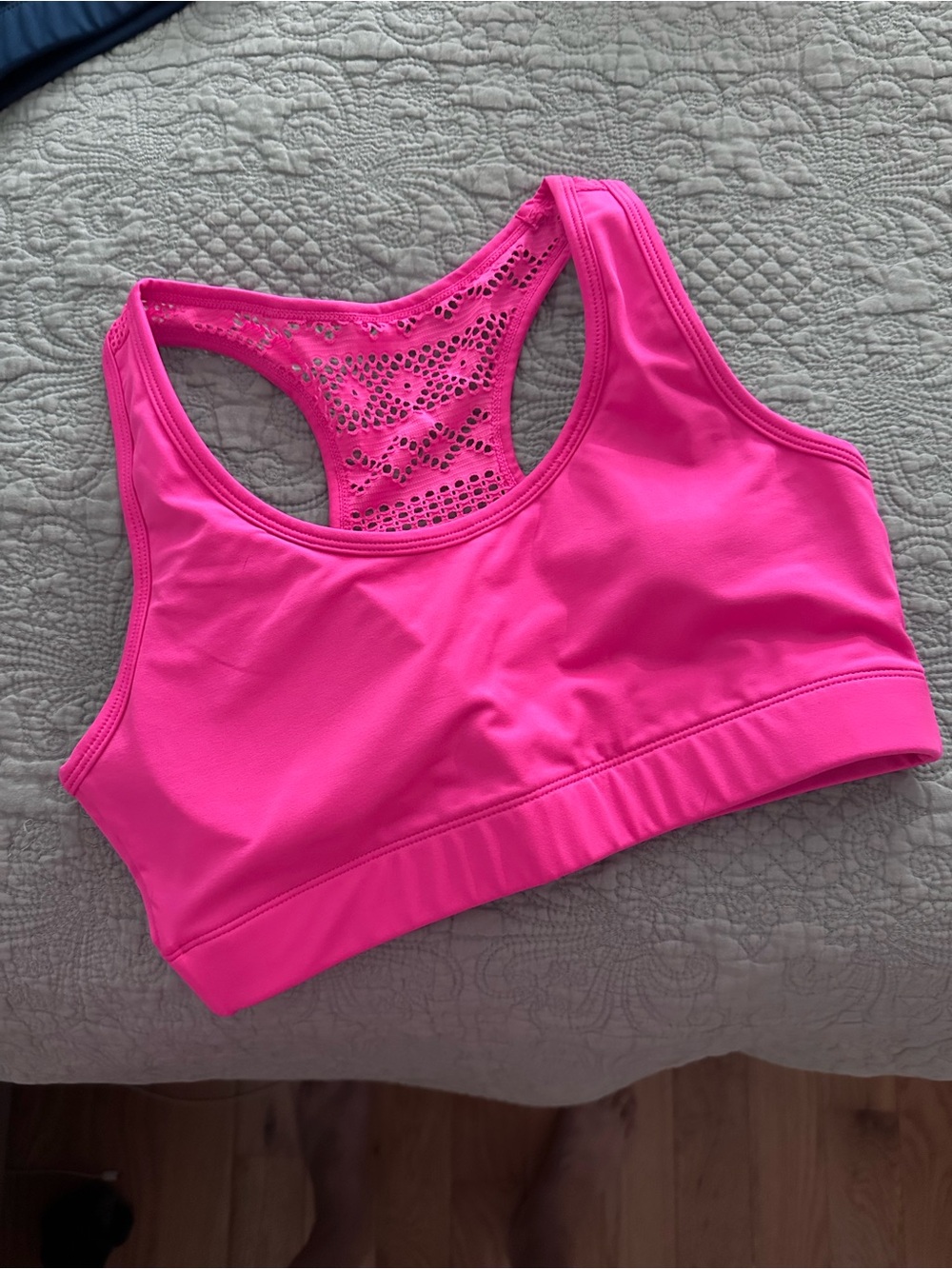 ZYIA Hot Pink Racerback Sports Bra with Crochet Back